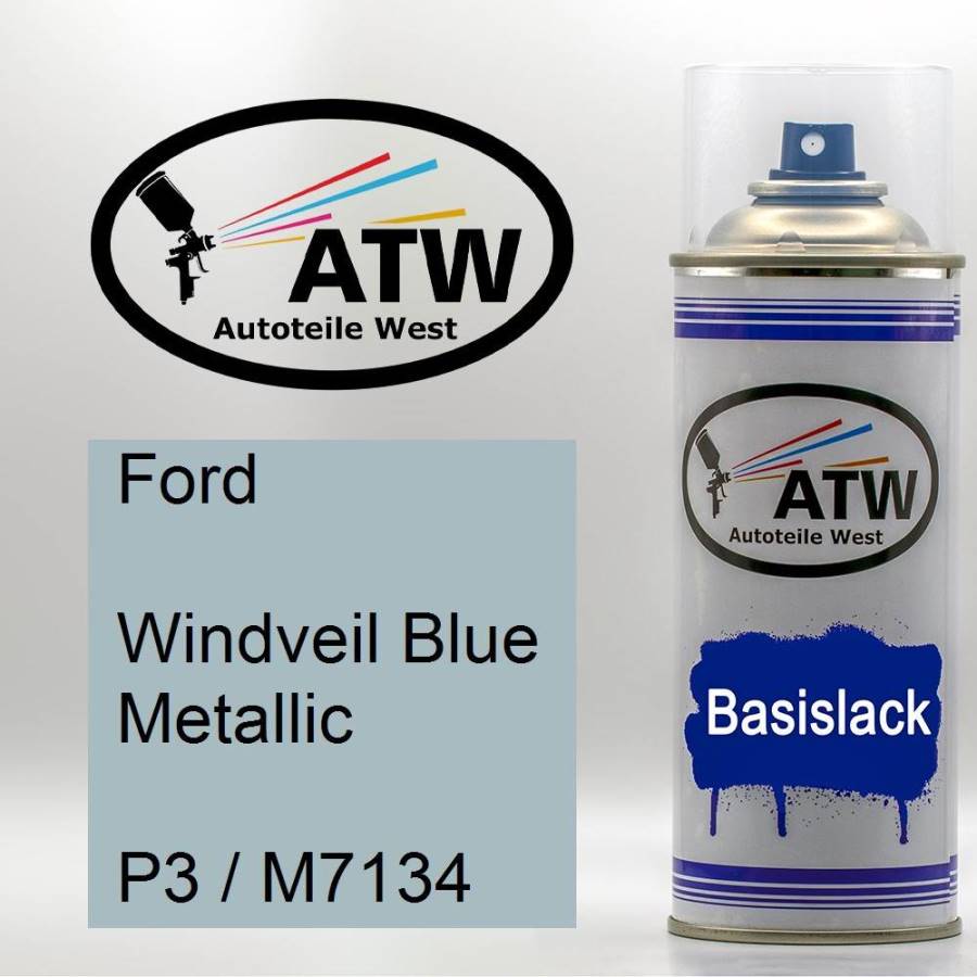 Ford, Windveil Blue Metallic, P3 / M7134: 400ml Sprühdose, von ATW Autoteile West.